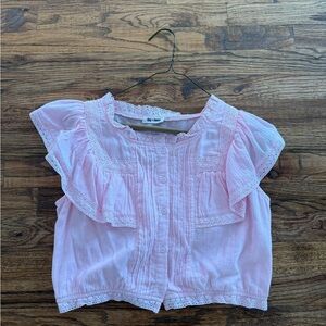 Day + Moon Pink Ruffle Blouse